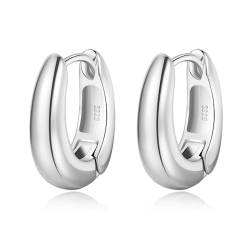 BMMYE Chunky Silber Hoops kleine Huggie Ohrringe für Frauen, ovale dicke Silber Hoop Ohrringe hypoallergene Ohrringe von BMMYE
