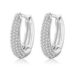 BMMYE Kleine Chunky Silber Hoop Ohrringe für Frauen Oval Sterling Silber Huggie Hoop Ohrringe Gedrehte dicke Silber Hoop Ohrringe von BMMYE