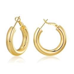 BMMYE Ohrringe Creolen Gold Groß Chunky Gold Hoop Earrings for Women Ohrringe Kreolen Gold Dicke Goldene Creolen Damen von BMMYE