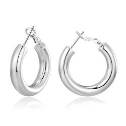 BMMYE Sterling Silber Hoop Ohrringe Creolen Silber 925 Groß Chunky Silver Hoop Earrings for Women Ohrringe Kreolen Silber Dicke Silber Creolen Damen von BMMYE