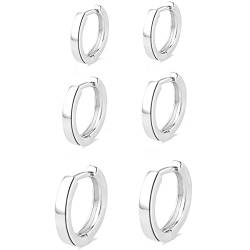 Klein Creolen Silber 925 Damen Mädchen Kreolen Ohrring Helix Huggie Earrings Mini Ohringestecher Vergoldet Ohrringe Set für Mehrere Ohrlöcher Silber Ohrringe von BMMYE