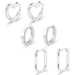 Klein Creolen Silber 925 Damen Mädchen Kreolen Ohrring Helix Huggie Earrings Mini Ohringestecher Vergoldet Ohrringe Set für Mehrere Ohrlöcher Silber Ohrringe von BMMYE