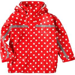 BMS Buddeljacke, Regenjacke für Kinder mit abnehmbarer Kapuze in rot + Punkten Größe 110 von BMS