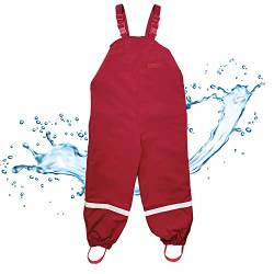 BMS Regenhose - Latzhose - atmungsaktiv - 100% wasserdicht - rot - 122 von BMS