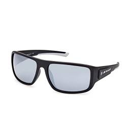 BMW M Motorsport BS0023 Herren-Sonnenbrille, Leichte Unisex-Sonnenbrille, Navigator-Gläser, Verspiegeltes Rauchglas, Mattschwarz von BMW MOTORSPORT