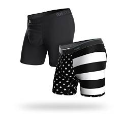 BN3TH Herren Multipacks Boxer Briefs - Atmungsaktive Unterwäsche mit unserem MyPakage Beutel, 2er-Pack - Schwarz/Independence Black, Small von BN3TH