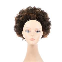 Messy Bun Stirnband 10 Zoll kurzer synthetischer lockiger Haarknoten mit Pferdeschwanzverlängerungen mit Kordelzug Afro Shaggy Bun Afro for schwarze Frauen Haarknoten Unsichtbarer Haarknoten (Color : von BNNP