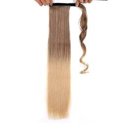 Messy Bun Stirnband 22 Zoll lange, gerade, synthetische Pferdeschwanz-Haarverlängerungen, umlaufender Pferdeschwanz, Damen-Haar-Accessoire, Haarknoten Haarknoten Unsichtbarer Haarknoten (Color : Stra von BNNP