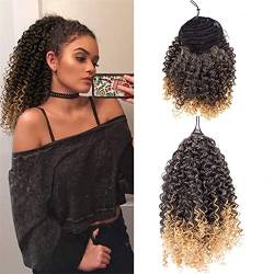 Messy Bun Stirnband Lockiger Pferdeschwanz, synthetischer Afro-Kink, lockiger Kordelzug, Pferdeschwanz, Clip-Extensions, Haarknoten, Damen-Haar-Accessoire, Perücke Haarknoten Unsichtbarer Haarknoten ( von BNNP