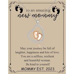 BNQL Halskette mit Babyfüßen, Geschenk für werdende Mütter, Schmuck, Schwangerschaftsankündigung, Geschenk für Mutter, erstes Mal, Geschenk, Edelstahl von BNQL
