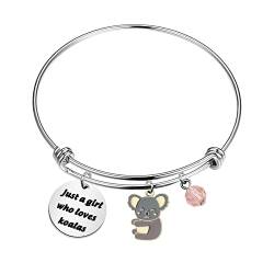 BNQL Koala-Halskette mit Koala-Bär-Anhänger, Koala-Geschenk, Koala-Liebhaber, Geschenke "Just a Girl Who Loves Koalas", Edelstahl von BNQL