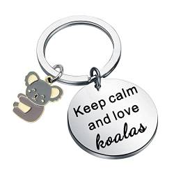 BNQL Koala Schlüsselanhänger Koala Bär Geschenke Koala Liebhaber Geschenke Keep Calm and Love Koalas Niedliche Koala Geschenke, L, Edelstahl von BNQL