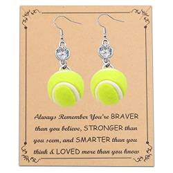 BNQL Tennis Dangle Earrings Tennis Gifts Tennis Lovers Gifts for Her Tennis Player Gifts Tennis Ball Jewelry Earrings, Edelstahl von BNQL