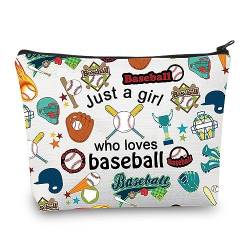 Baseball-Geschenk für Mädchen, Make-up-Tasche, Just a Girl Who Loves Baseball-Liebhaber, Geschenk für Baseballspieler, Team-Fan, Baseball-Kosmetiktasche, Nur ein Mädchen, das Baseball Make-up liebt, von BNQL