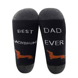 Dackel Socken Best 2 Pairs Best Dackel Dad Ever Crew Socken Hundebesitzer Geschenke Dackel Liebhaber Geschenke für Frauen, 2 Paar Dackel-Dad-Socken, One size von BNQL