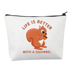 Eichhörnchen-Make-up-Tasche, Eichhörnchen-Geschenk für Eichhörnchen-Liebhaber, das Leben ist besser, mit einem Eichhörnchen-Kulturbeutel, Kosmetiktasche mit Reißverschluss, von BNQL