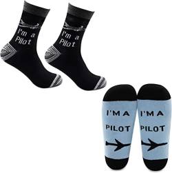 Pilot Gifts Trust Me I'm a Pilot Socken Luftfahrt Geschenke Linker Ruder Rechts Ruder Socken Luftfahrt Thema Geschenke, 2 Paar Pilotensocken, 42 von BNQL