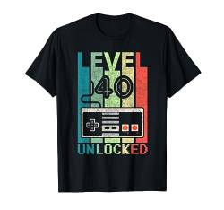 Level 40 Unlocked T Shirt Video Gamer Jungen 40 Geburtstag T-Shirt von BNY Jahrgang Gamer Geburtstag Geschenk T-Shirts
