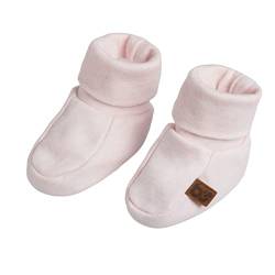 BO BABY'S ONLY - Melange Booties - Gestrickte Babyschuhe - 0-3 Monate - Schuhe für Mädchen - GOTS-zertifiziert - 100% Biologische Baumwolle - Klassisch Rosa von BO BABY'S ONLY
