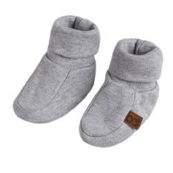 BO BABY'S ONLY - Melange Booties - Gestrickte Babyschuhe - 0-3 Monate - Schuhe für Mädchen und Jungen - GOTS-zertifiziert - 100% Biologische Baumwolle - Grau von BO BABY'S ONLY
