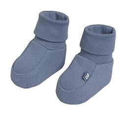 BO BABY'S ONLY - Pure Booties - Gestrickte Babyschuhe - 0-3 Monate - Schuhe für Mädchen und Jungen - GOTS-zertifiziert - 100% Biologische Baumwolle - Vintage Blue von BO BABY'S ONLY