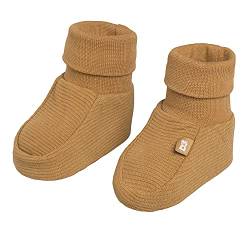 BO BABY'S ONLY - Pure Booties - Gestrickte Babyschuhe - 3-6 Monate - Schuhe für Mädchen und Jungen - GOTS-zertifiziert - 100% Biologische Baumwolle - Caramel von BO BABY'S ONLY