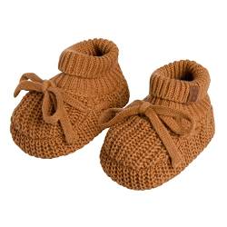 BO BABY'S ONLY - Soul Booties - Gestrickte Babyschuhe - 3-6 Monate - Schuhe für Mädchen und Jungen - GOTS-zertifiziert - 100% Biologische Baumwolle - Caramel von BO BABY'S ONLY
