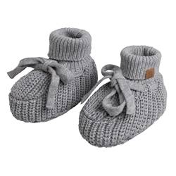 BO BABY'S ONLY - Soul Booties mit Teddyfutter - Gestrickte Babyschuhe - 3-6 Monate - Schuhe für Mädchen und Jungen - GOTS-zertifiziert - 100% Biologische Baumwolle - Grau von BO BABY'S ONLY