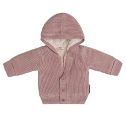 BO BABY'S ONLY - Soul Kapuzenjacke Baby - Teddyfutter - Strickjacke für Jungen and Mädchen - 100% Bio-Baumwolle - Alt Rosa - 56 von BO BABY'S ONLY