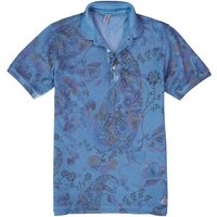 BOB Herren Polo-Shirt blau Baumwoll-Piqué gemustert von BOB