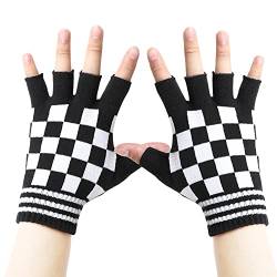 BOBIBI Unisex dehnbare, fingerlose Handwärmer, Skelett-Handschuhe, Halloween-Zubehör für Damen und Herren, Schwarz/Weiß, Einheitsgröße von BOBIBI