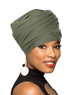 Turban-Kopftuch, afrikanischer langer Schal, Turban, Haarschal, Bohemian-Headwrap, Z-army grün, Einheitsgröße von BOBIBI