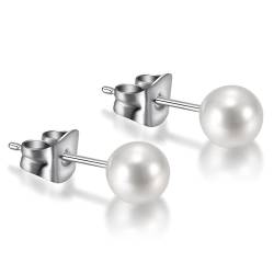 BOBIJOO JEWELRY - 1 Paar Ohrringe Perlen Edelstahl Silber Damen 5 Größen erhältlich von BOBIJOO JEWELRY