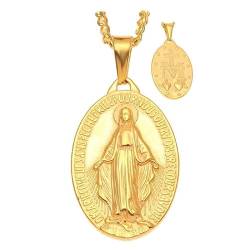 BOBIJOO JEWELRY - Anhänger, Mann-Frau-Medaille Wundertätige Jungfrau Maria, Gold-Plated Steel String von BOBIJOO JEWELRY