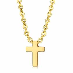 BOBIJOO JEWELRY - Anhänger Lateinischen Kreuzes Rosa Gold Strass Frau, Kind, Taufe, Kommunion Halskette von BOBIJOO JEWELRY