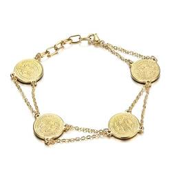 BOBIJOO JEWELRY - Bracelet Femme Médaille Saint-Benoît Acier Inoxydable 316L Or Doré Plaqué Protection Exorcisme von BOBIJOO JEWELRY