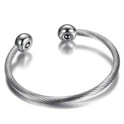 BOBIJOO JEWELRY - Bracelet Magnétique Aimant Cable Torsadé Femme Acier Inoxydable Boules 12mm von BOBIJOO JEWELRY