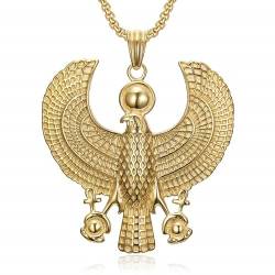 BOBIJOO JEWELRY - Große Anhänger Halskette Ägyptischen falcon Horus Solar Tutanchamun Schutz Edelstahl Gold von BOBIJOO JEWELRY