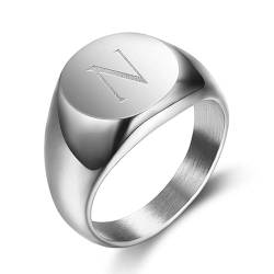 BOBIJOO JEWELRY - Siegelring Ring Mann Ersten Eingraviert, wahlweise Edelstahl-Silber 13mm - 21 (11 US), N - SILVER von BOBIJOO JEWELRY