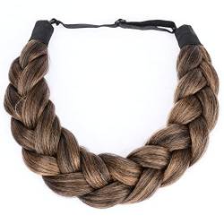 BOBIYA Afro-Stirnband, dick, Yaki, gerade, breit, 2 Stränge, synthetisches geflochtenes Stirnband, Kinky Straight Plait Haarband (Kastanienbraun) von BOBIYA