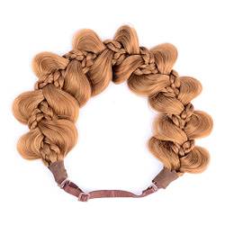BOBIYA Kinky Kürbis Synthetisches Haar Geflochtenes Stirnband Breite Geflochtene Zöpfe Elastisches Stretch Stirnband für Frauen Mädchen (Erdbeerblond) von BOBIYA