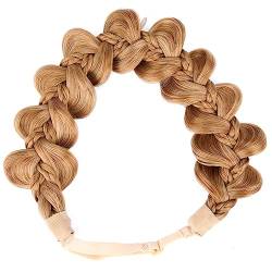 BOBIYA Kinky Kürbis Synthetisches Haar Geflochtenes Stirnband Breite Geflochtene Zöpfe Elastisches Stretch Stirnband für Frauen Mädchen (Goldbraun) von BOBIYA
