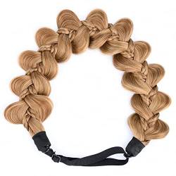 BOBIYA Kinky Kürbis Synthetisches Haar Geflochtenes Stirnband Breite Geflochtene Zöpfe Elastisches Stretch Stirnband für Frauen Mädchen (Karamellbraun) von BOBIYA