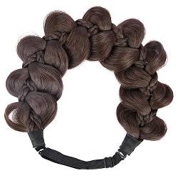 BOBIYA Kinky Kürbis Synthetisches Haar Geflochtenes Stirnband Breite Geflochtene Zöpfe Elastisches Stretch Stirnband für Frauen Mädchen (Schokolade) von BOBIYA