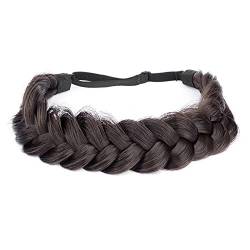 BOBIYA Messy breites 2 Stränge, Kunsthaar, geflochtenes Stirnband, klassisch, grob, elastisches Stretch-Haarband für Frauen und Mädchen (Schokolade) von BOBIYA