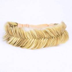 BOBIYA breites Fischschwanz-Kunsthaar-Zöpfe Stirnband klassisches geflochtenes Stirnband elastisches Stretch-Toupet Beauty-Accessoire (Highlighted Golden Brown) von BOBIYA