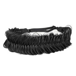 BOBIYA breites Fischschwanz-Kunsthaar-Zöpfe Stirnband klassisches geflochtenes Stirnband elastisches Stretch-Toupet Beauty-Accessoire (schwarz) von BOBIYA