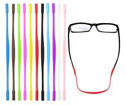 BOBOZHONG Anti-Rutsch Silikon Brillenbänder mit,10 Stück Silikon Brillenband Brillenhalterungen Sport Elastische Brillen Sonnenbrillenkabelhalter für Kinder (10 Farben) von BOBOZHONG