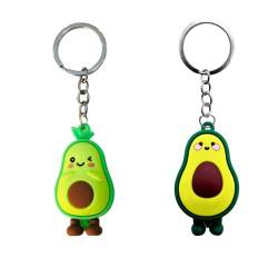 BOBOZHONG Schlüsselanhänger,2 Stück SchlüSselanhäNger Geschenke Avocado Schlüsselanhänger Cartoon Schlüsselring Kette Handtasche Niedliche Avocado für Valentinstag Geburtstag Weihnachten von BOBOZHONG