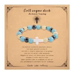 BOCHOI Kreuz Armband Perlenarmband Damen Christliche Geschenke Naturstein Perlen Armband Mädchen Armbänder Geburtstag Valentinstag Geschenke Für Mama Tochter Oma Enkelin Schwester Freundin Gott von BOCHOI